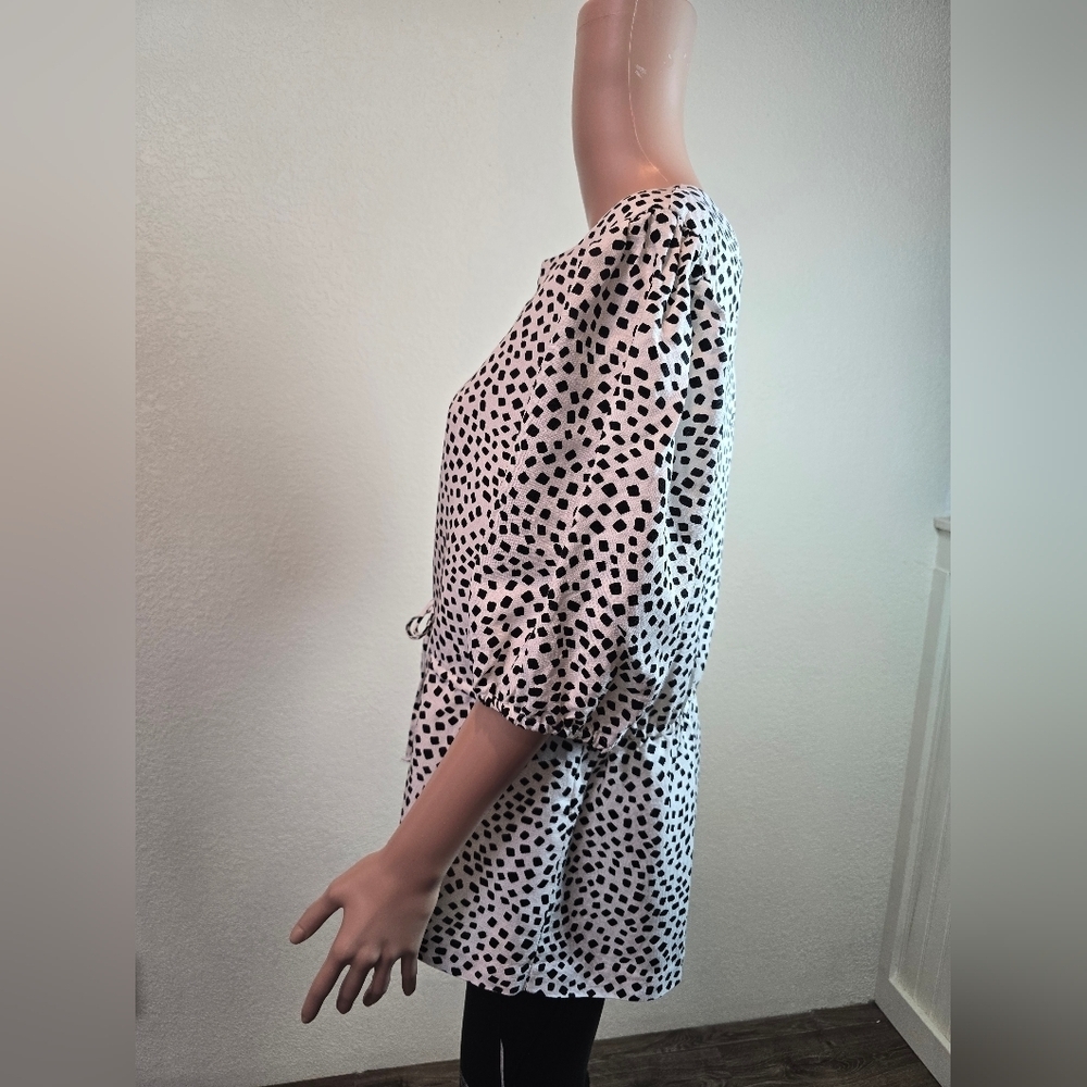 Alfani womens coral tides shirt linen blend white black Size Xl - Picture 7 of 12